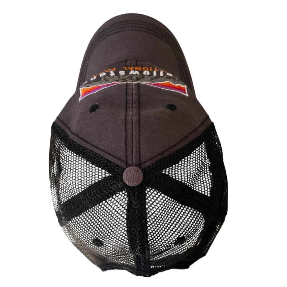 Yellowstone National Park baseball cap mountain graphic mesh snapback gray black - Picture 6 of 12